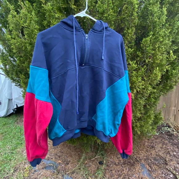 Vintage 1990s Neil Martin Color Block Plus size XXL Hoodie Quarter Zip Pullover - Picture 2 of 5